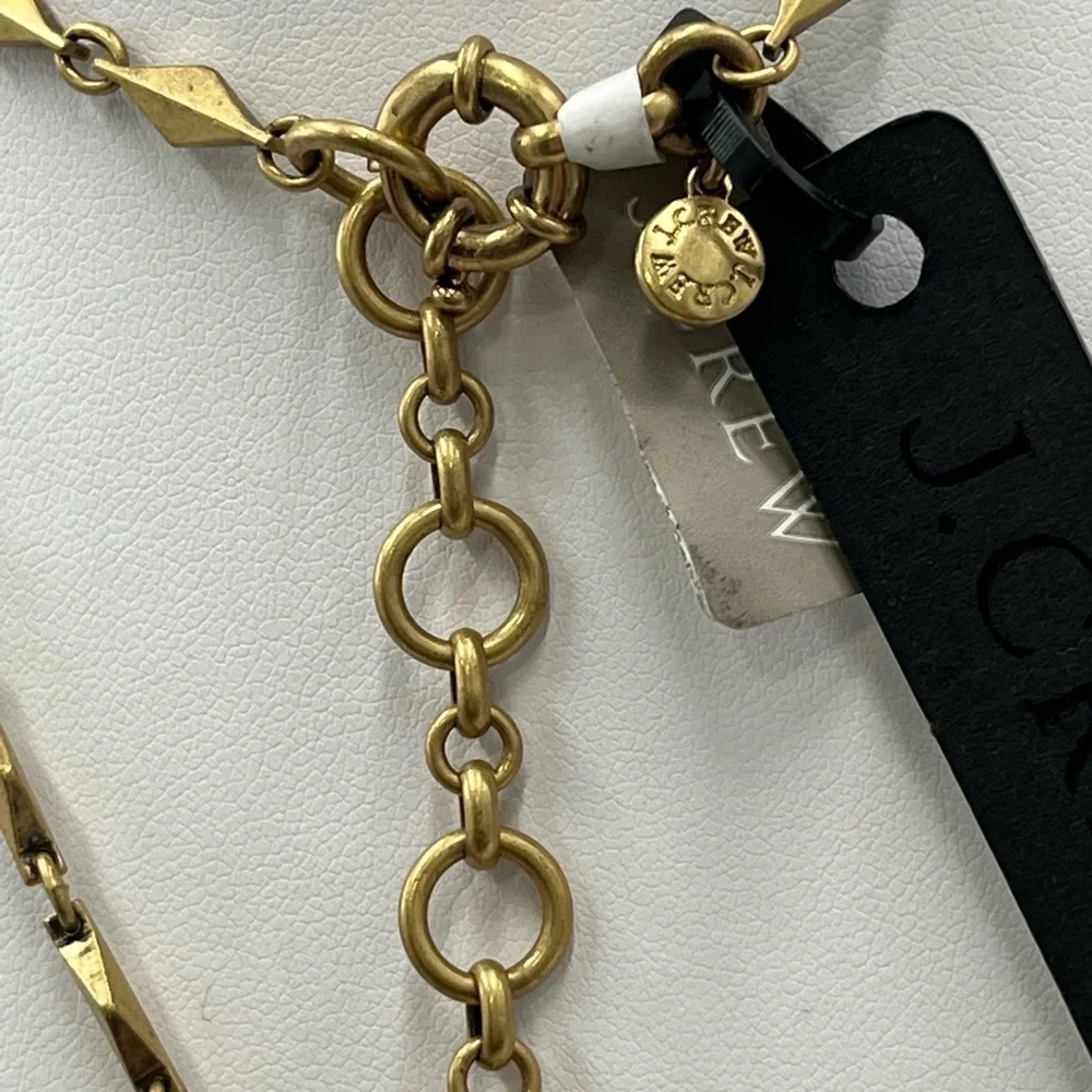 J. Crew Gold Tone Blue Aurora Borealis Blue Cabochon Spike Long Necklace New‎